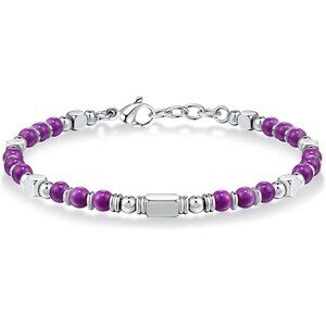 Silver & Purple Boho Beaded Bracelets for Women Trendy Jewelry Gifts for Lover